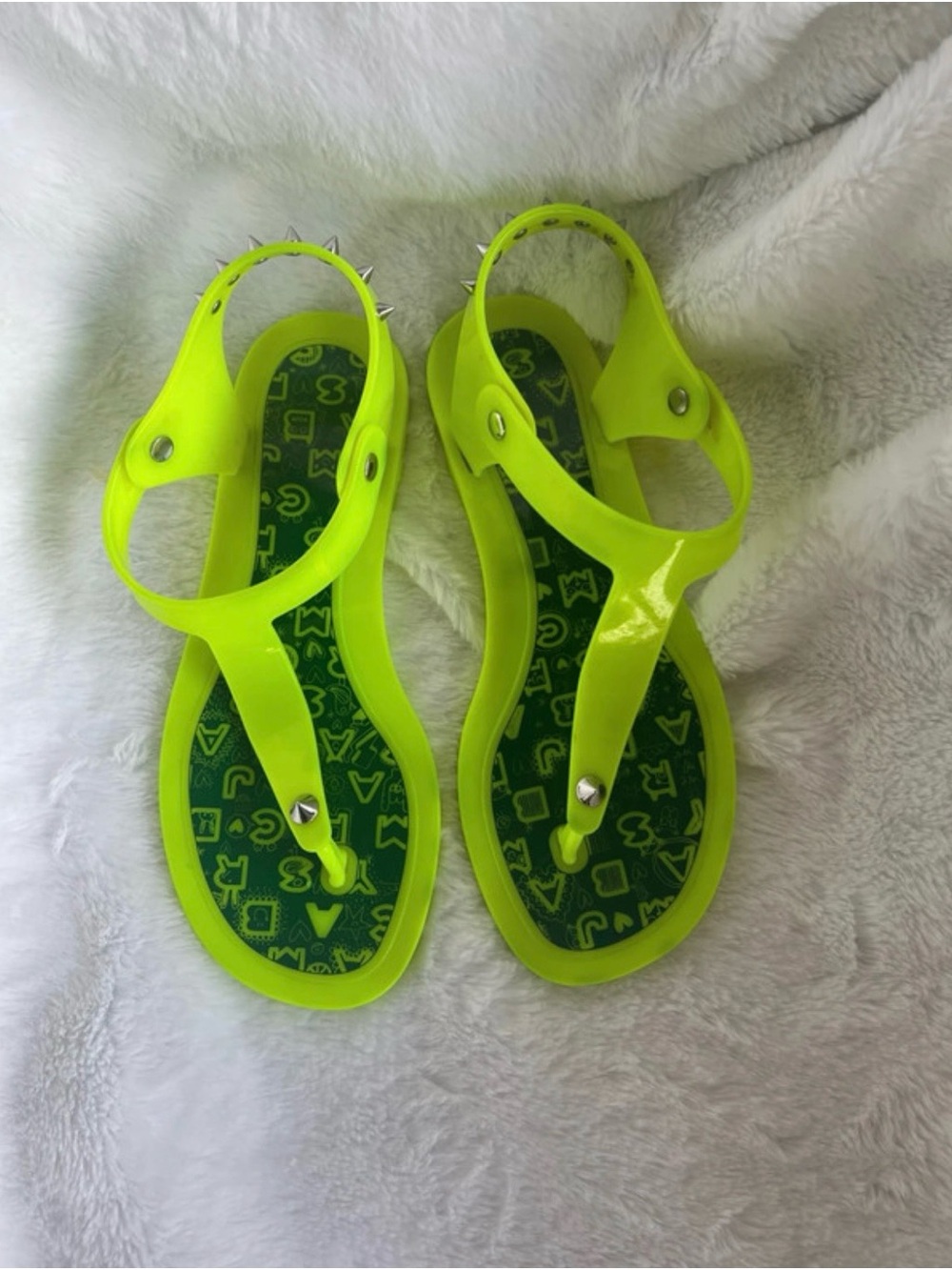Marc by Marc Jacobs Hot Yellow Jelly Studded
Thong Sandals